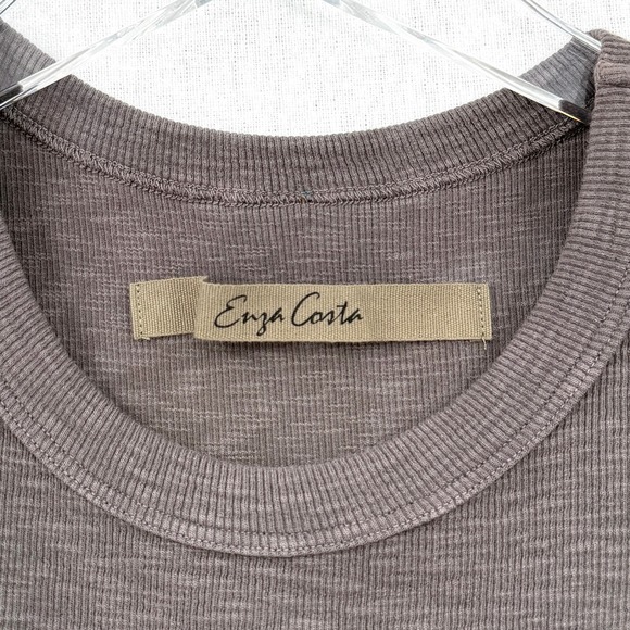 ENZA COSTA Textured Rib Sleeveless Maxi Dress Womens Small Iron Gray Minimalist - Picture 10 of 12